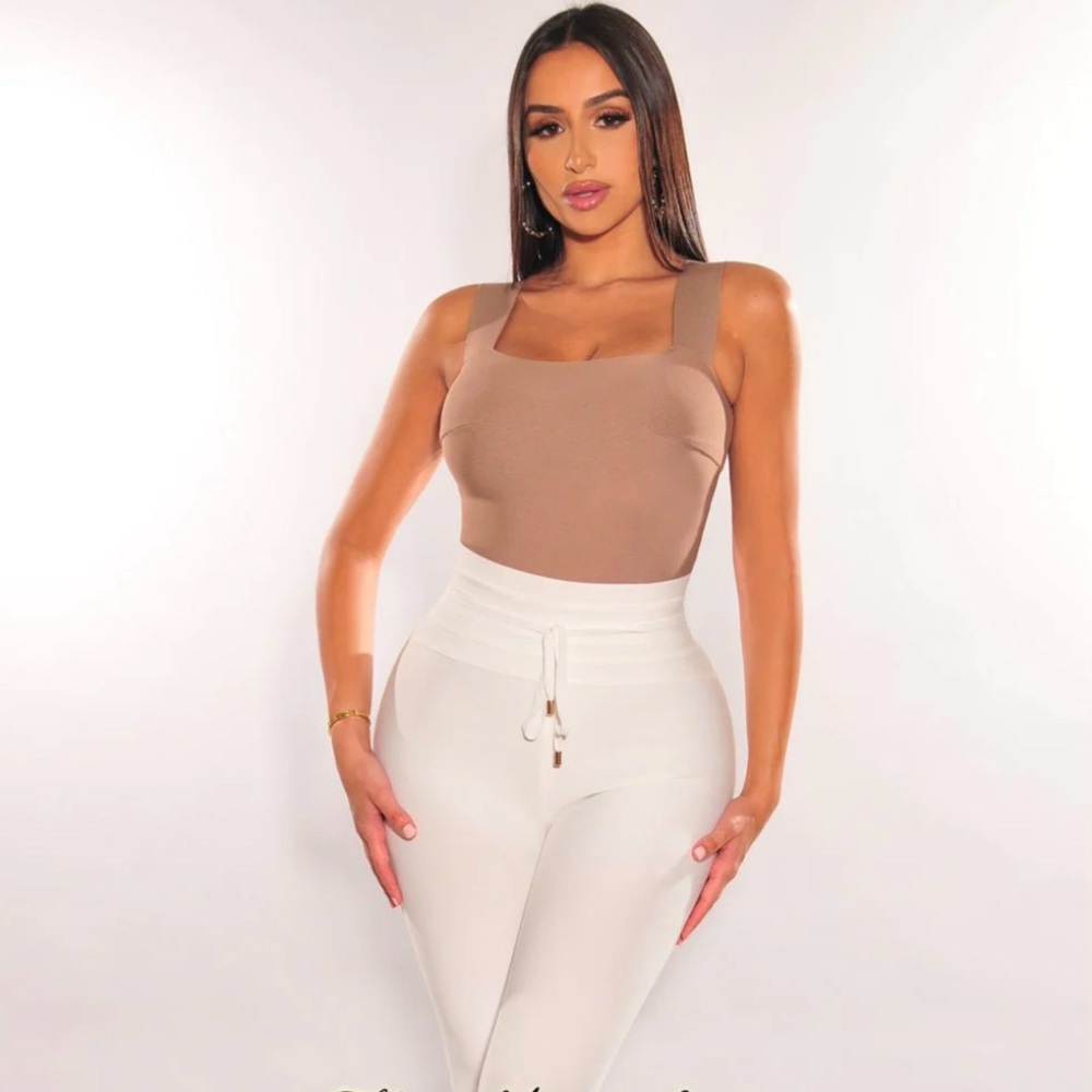 Hot Miami Styles Waist Snatched White Bandage Pants